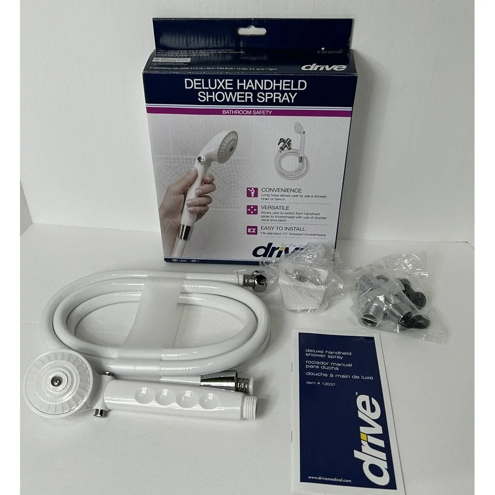 Drive Medical Deluxe Handheld Shower Spray White Shower Aid‎ Helper Easy